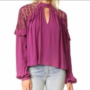 NWOT Free People Little Bit Of Love Crochet-Trim Top